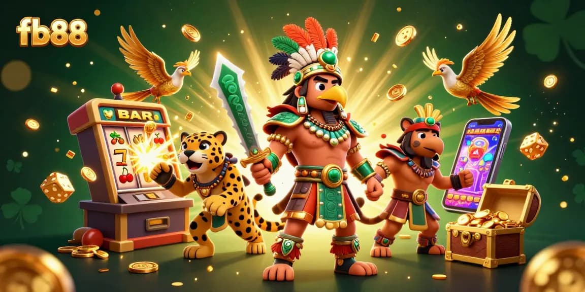 Experience excitement at fb88 with a vibrant 3D casino illustration showcasing dynamic gaming elements.