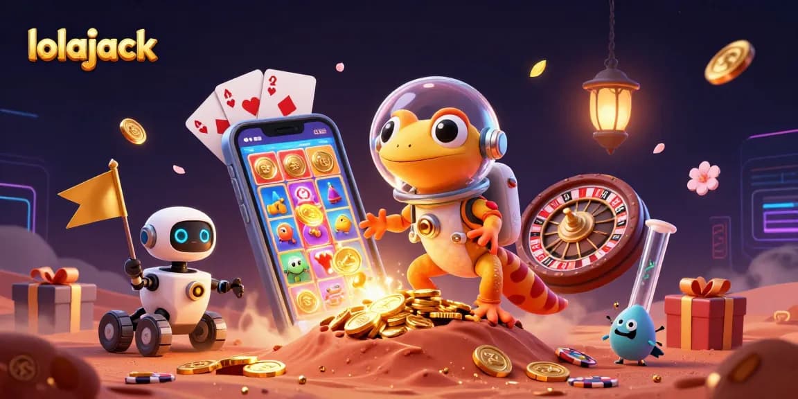 Experience thrilling gameplay at lolajack casino with a Martian gecko and exciting slot game.