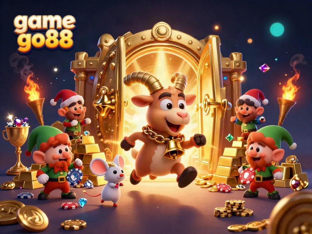 Experience the excitement of game go88 in a vibrant casino scene with cartoon characters.