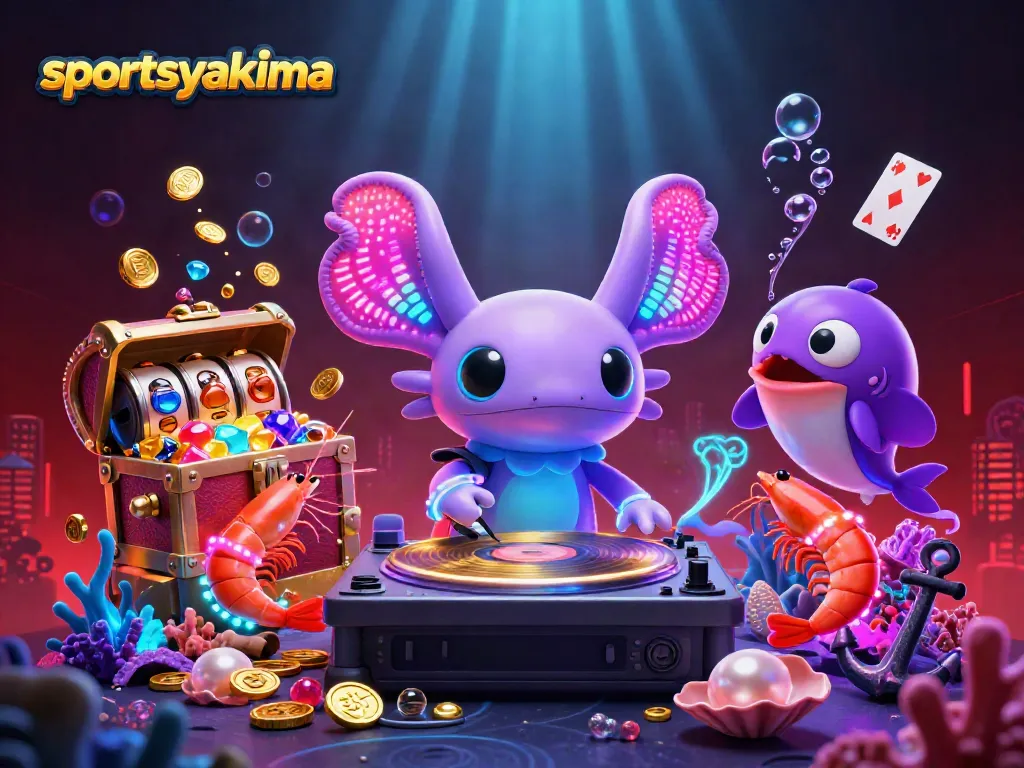 Experience thrilling fun at sportsyakima with neon party creatures and exciting slot game elements.