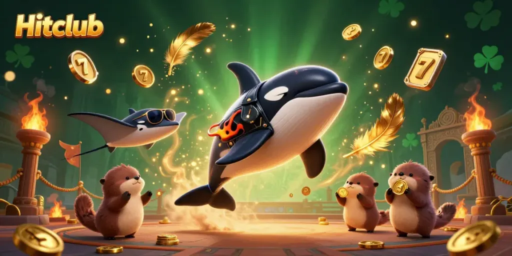 Experience high-energy gameplay at Hitclub with gambling-themed characters and vibrant visuals.