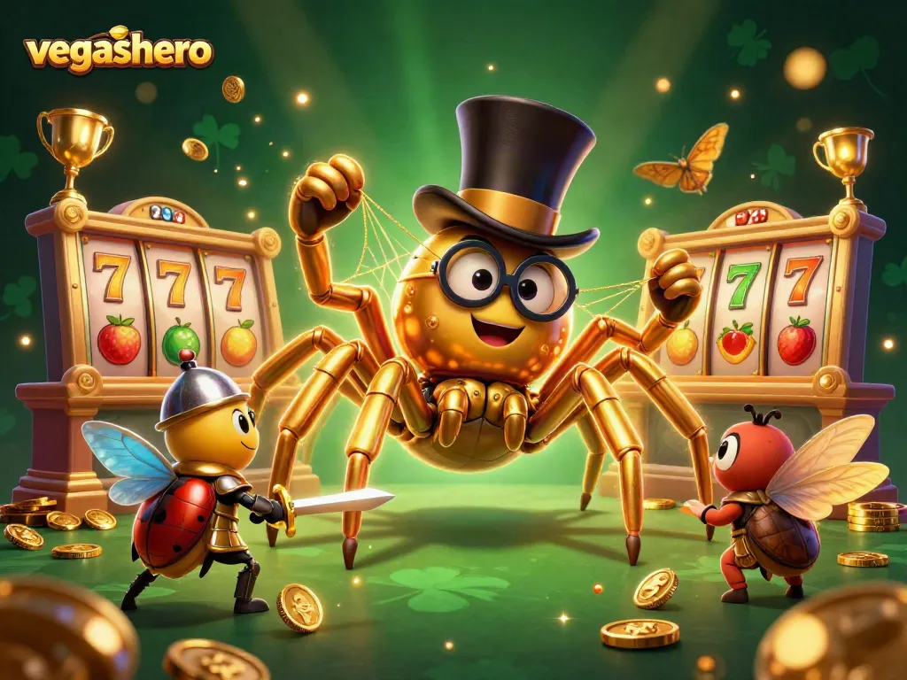 Experience the thrill at VegasHero with a cartoon-style gaming scene filled with action and excitement.