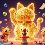 Win big with winnerisland's vibrant casino game scene featuring a lucky cat and dynamic elements.